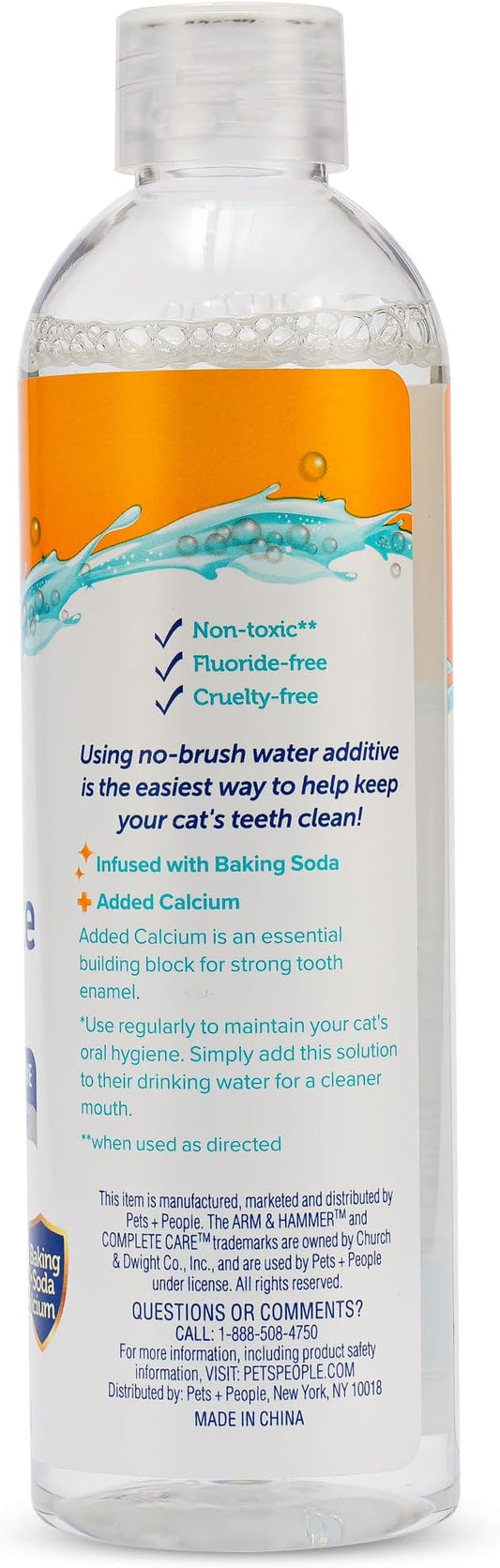 Arm & Hammer Complete Care Dental Water Additive for Cats, Cat Breath Freshener, Cat Mouth Wash or Dental Rinse, Simply Add to Pet Drinking Water for Fresher Breath, Value Size 8 FL OZ - 2 Pack