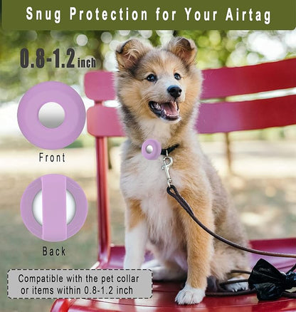 for Airtag Holder for Dog Collar, Cibaabo Silicone Air Tag Case Cover | for 0.8-1.2inch Pet Collar | doesn't dangle | Compact | Easy Installation | Compatible with Apple Airtags
