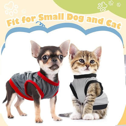 4 Pieces Dog Clothes Puppy Shirts for Small Dogs Boy Male Spring Summer Soft Cute Pattern Pet Tshirts Outfit for Cat Doggie (Small)