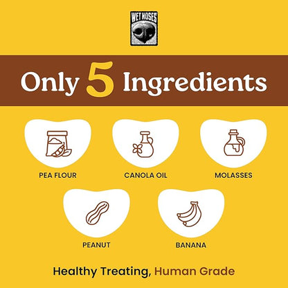 Wet Noses Organic Crunchy Dog Treats Grain Free – All-Natural, Human-Grade, Non-GMO, Healthy Training & Delicious Snacks for Dogs, for All Dog Sizes & Breeds – Peanut Butter & Banana, 14oz (2 Pack)