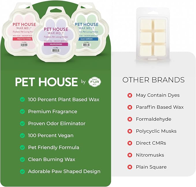 Pet House Wax Melts, Long-Lasting Scented Pet-Friendly Wax Melts, Natural Pet Odor Solution for A Fresh Smelling Home, Fresh Citrus, 3 OZ Each, 2 Pack