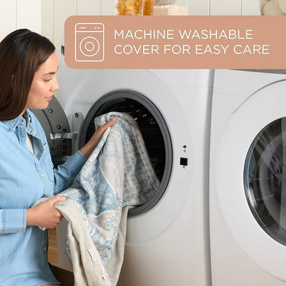 Town & Country Everyday CuddleTown Medallion Everwash® Pillow Pet Bed, Water Repellent Floor Pillow, Machine Washable Cover, Soft & Calming, Blue/Greige, Large 44"x34"x4"
