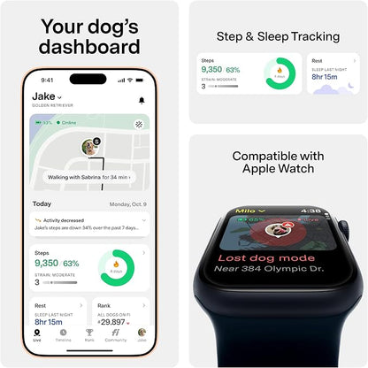 Fi Series 3+ GPS + Health Dog Collar, Pink, X-Small, 12-Month Membership | Smart GPS dog collar with live tracking, health & behavior, Escape Alerts, LED light. Waterproof and Apple Watch compatible.