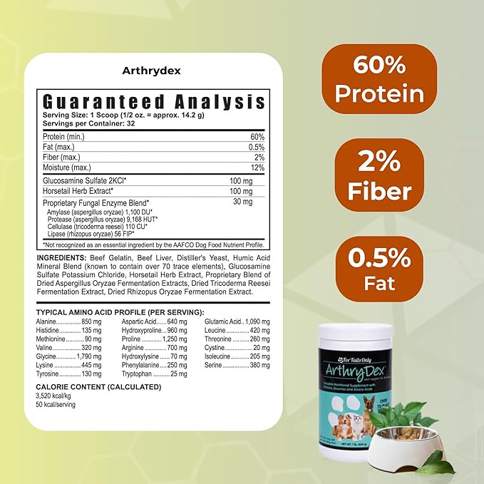 YOUNGEVITY Arthrydex Complete Nutritional Supplement | Vitamins, Probiotics & Enzymes | Pets Healthy Bones – 1 lb Canister (Pack of 2)