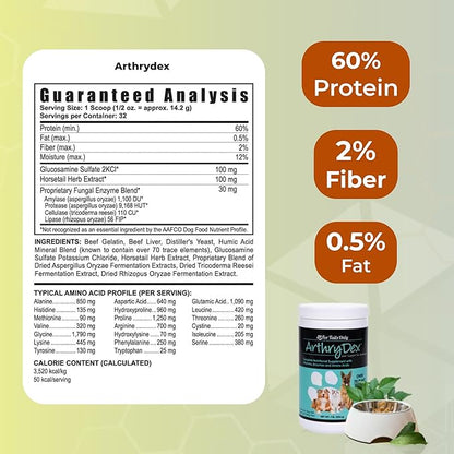 YOUNGEVITY Arthrydex Complete Nutritional Supplement | Vitamins, Probiotics & Enzymes | Pets Healthy Bones – 1 lb Canister (Pack of 2)