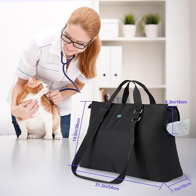 Ownpets Large Dog Purse Carrier, Carrier with Pockets for Medium Puppies for Travel Vet Shopping, Fits 18-20 lbs, Cat and Dog Tote Bag, Women's Hands-Free Pet Carrier Bag, (Black)