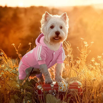 Dog Hoodie Security Clothes 4 Legs Jumpsuit Sweatshirt Hoodies Soft & Warm Dog Outfit Pullover Dog Winter Clothes Sweater for Small Medium Large Dogs Cats (Pink, X-Large)
