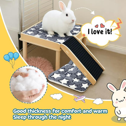 2 Pack Bunny Bed - 10 x 13 Inch Rabbit Pee Pads Bedding - Washable and Thickness Upgrade (Gray & Pink,M)