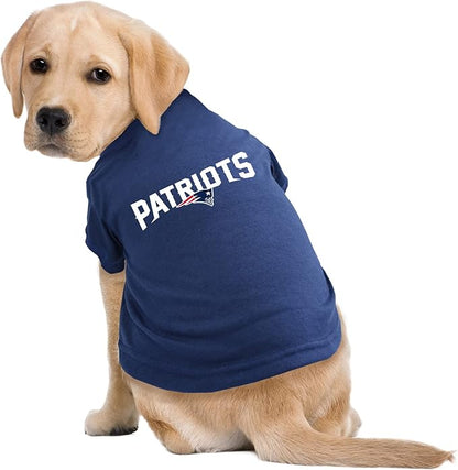 Littlearth NFL New England Patriots Pet T-Shirt, Team Color, Small