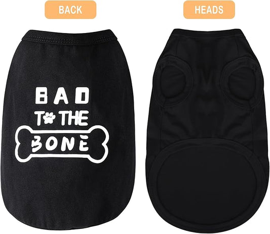 Discover Cozy Cotton Canine Wear: Soft, Lightweight, and Breathable Dog Shirt Vest with Eye-Catching Graphics(Bad to the Bone), Keeping Your Furry Friend Warm and Comfy! Black XS