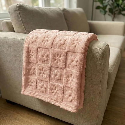 Americanflat 50x60 Jacquard Fleece Throw Blanket - Soft and Breathable Throw Blanket for Couch, Bed, Chair - Fleece Blankets Perfect for Home, Bedroom, or Outdoor Use - Flower Design in Pink
