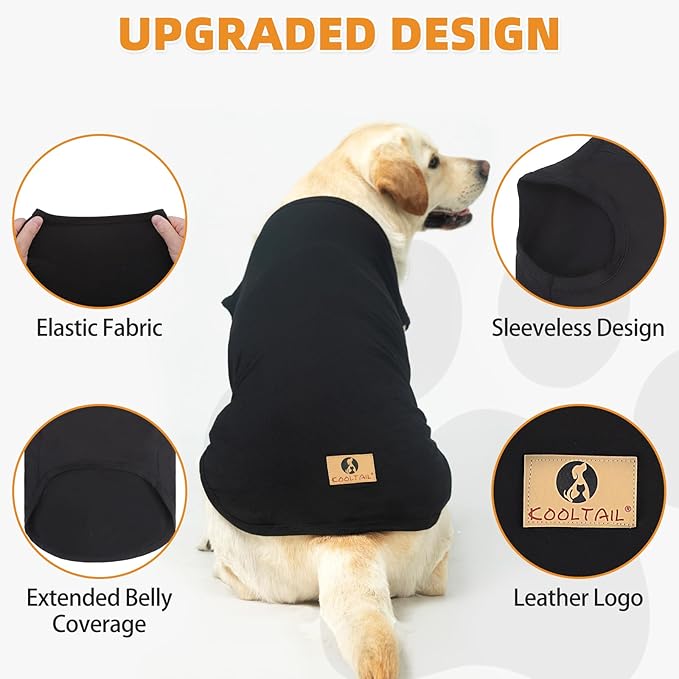 KOOLTAIL Boy Dog Clothes for Large Dogs, 2 Pack Cotton Fall/Winter Warm Dog T Shirts Coats for Outdoor, UV & Insect Protection Anti-Hair Loss & Lightweight Pet Vest Tank Tops Apparel, Black & Grey,2XL