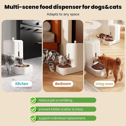 Automatic Cat Food Dispenser with Stainless Steel Bowl | Dog Water Bowl Dispenser Adjustable Water Dispensing, Auto Pet Waterer for Cats and Dogs