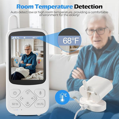 Elderly Monitor with Camera and Audio, Two-Way Talk Baby Monitors for Elderly Care, Call Button, Med Reminder Camera for Elderly Monitoring, for Seniors, Dementia Patients (No WiFi)