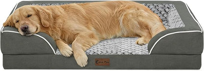Orthopedic Dog Beds for Extra Large Sized Dogs, Waterproof Memory Foam XL Pet Bed with Sides 42x30Inch, Non-Slip and Egg-Crate Foam Big Dog Couch Bed with Removable Washable Cover, Dark Grey