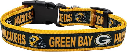 Pets First NFL Green Bay Packers Licensed PET COLLAR, Medium - Heavy-Duty, Strong, and Durable Dog Collar. Available in 31 Football Teams and 4 Sizes