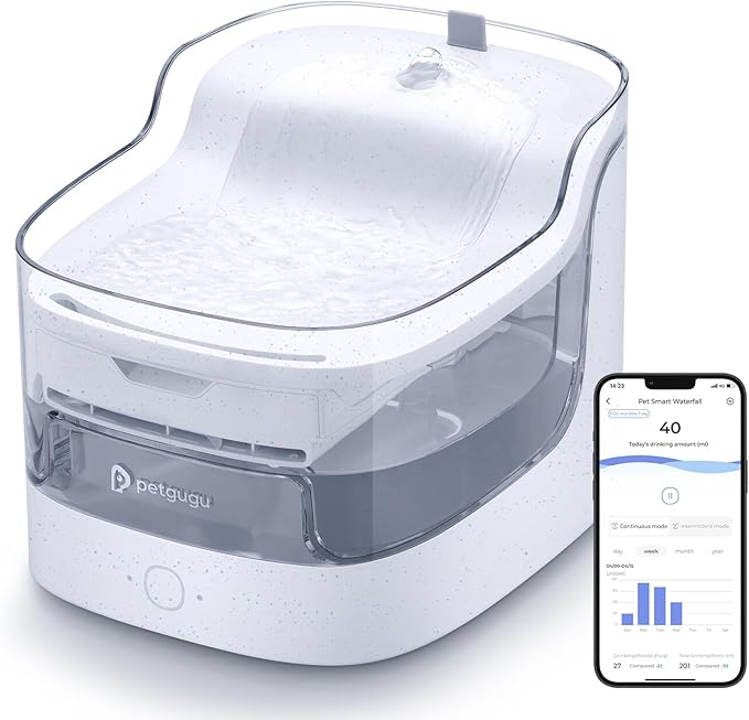 Petgugu 2L Cat Water Fountain Smart App Control,8 Layers Filtration Automatic Water Dispenser for Cats Dogs pet Water Fountain Wireless Pump 2.4G WiFi PF1