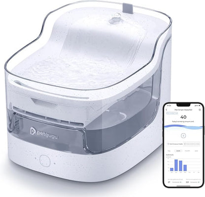 Petgugu 2L Cat Water Fountain Smart App Control,8 Layers Filtration Automatic Water Dispenser for Cats Dogs pet Water Fountain Wireless Pump 2.4G WiFi PF1