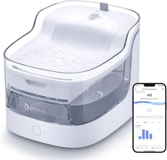 Petgugu 2L Cat Water Fountain Smart App Control,8 Layers Filtration Automatic Water Dispenser for Cats Dogs pet Water Fountain Wireless Pump 2.4G WiFi PF1