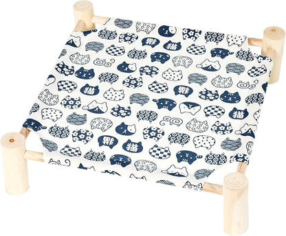 Patas Lague Cat and Dog Hammock Bed for Small Dogs, Brethable Wooden Pet Rabbit Elevated Cooling Outdoor Bed Cots Furniture for All Seasons White Cat