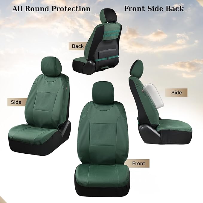 Coverado Front Seat Covers, Waterproof Oxford Seat Protector for Car Seat Cushions for Kids & Dogs, Compatible with 2015-2026 Ford F150 & 2017-2026 Ford F250 F350 F450 (Green, 2PCS)