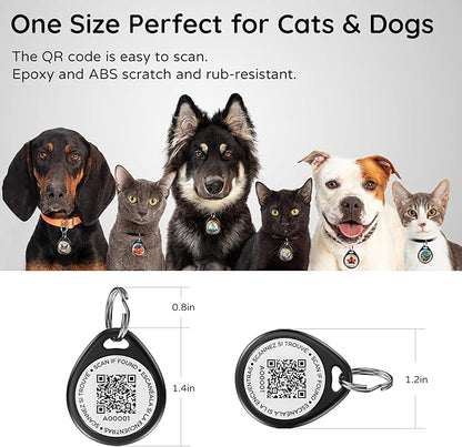 Dog Tags Personalized for Pets, Route 66 Pattern QR Code Dog Name Tags for Pet Collar, Online Profile, Scan Location Alerts, (Black Route)