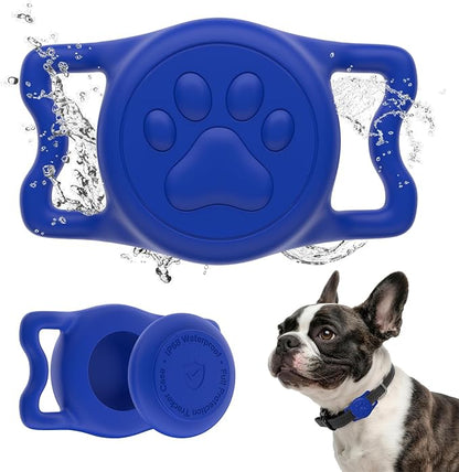 IP68 Waterproof Dog AirTag Holder for Dog Collar, Soft, Stretchy Silicone | Full-Body Protection, Easy Tool-Free Installation, Quiet, No-Dangle Fit, Lightweight, Fits Dog & Cat Collars of All Widths