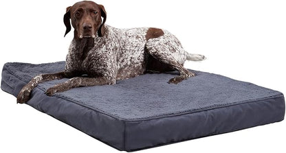 Happy Hounds Oscar Rectangle Orthopedic Foam Sherpa Dog Bed, Large (48 x 36 in.), Prussian Blue