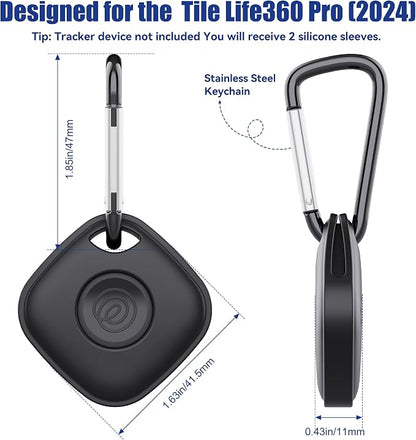 DDJ Case for Life360 Tile Mate Bluetooth Tracker with Keychain 2-Pack, Soft Silicone Cover Holder for Tile GPS Item iTag Finder Accessories with Key Ring, for Pet, Dog, Kids, Keys, Luggages, Backpacks