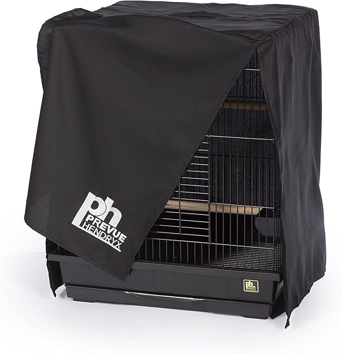 Prevue Pet Products Medium Bird Cage Cover - Good Night Cage Cover, Bird Accessories, Blocks Light, Breathable Nylon Fabric, Fits a Variety of Cage Sizes - Black, Size Medium