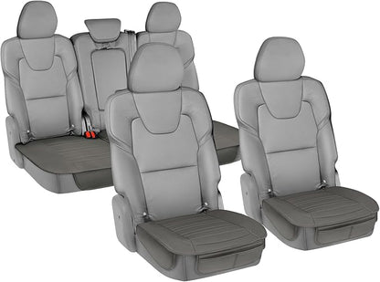 Motor Trend Car Seat Covers for Front & Rear Full Set - Nappa Leather Seat Protectors for Cars, Trucks & SUVs - Gray Automotive Seat Covers with Storage Pockets - Durable Bottom Cushion Protection