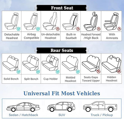 Coverado 9912 Car Seat Covers Full Set, Front Seat Cover and Back Seat Covers for Cars, Faux Leather Waterproof Seat Covers, Car Seat Covers Universal for Most Vehicles (Beige, FullSet)