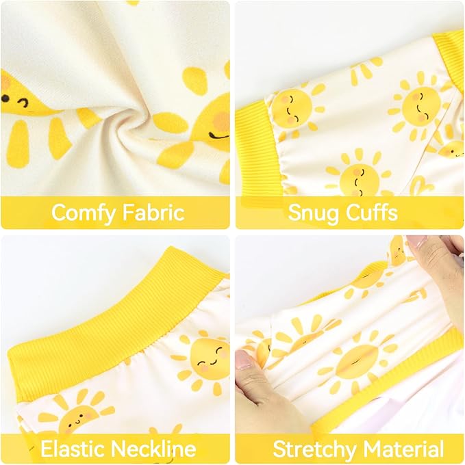 XPUDAC 4 Pack Small Dog Pajamas, Soft Comfy Dog Onesie Pjs, Cute Puppy Clothes Lightweight Pet Outfit Stretchy Pet Clothes for Boy Girl, XL