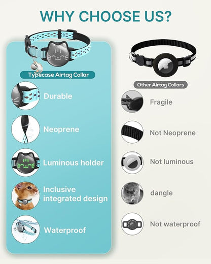 AirTag Cat Collar, Reflective Breakaway Collar, Hidden Holder with Bell | Compatible with Apple AirTag 1st & 2nd Gen, Lightweight Water-Resistant Strap for Cats, AirTag Not Included