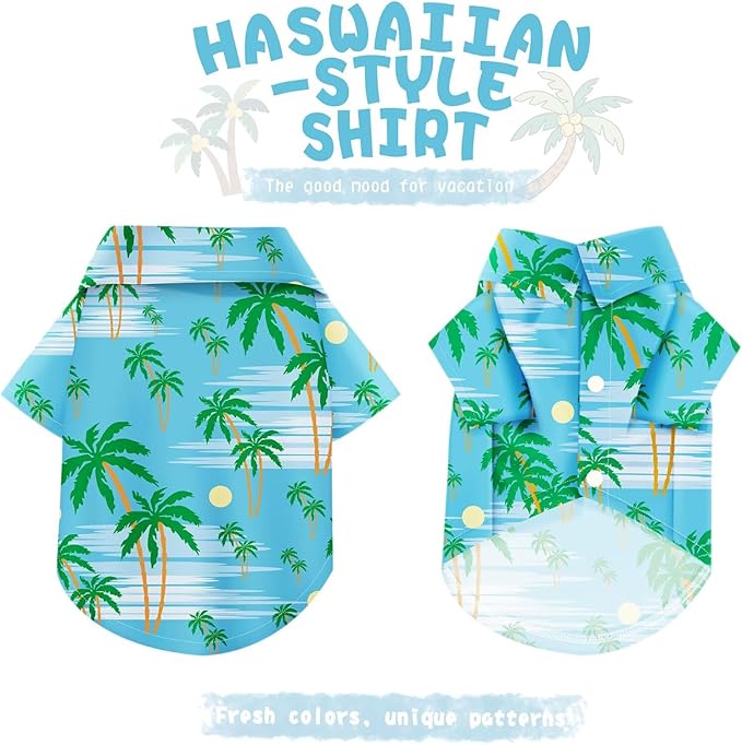 Hawaiian Dog Shirt – Lightweight and Breathable Summer T-Shirt with Tropical Prints, Fun Beach Outfit for Small, Medium, and Large Dogs, Perfect for Hot Days and Outdoor Vacation.Tree L