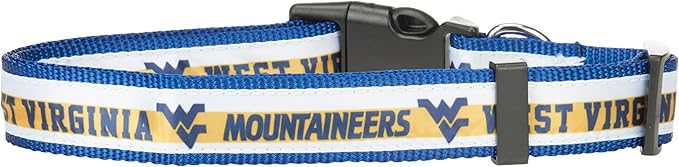 Pets First Collegiate PET Collar New Version West Virginia Mountaineers Dog Collar, Size Large. Best Sports Team Color for Dogs & Cats. A Shiny & Colorful Dog & Cat Collar Licensed by The NCAA