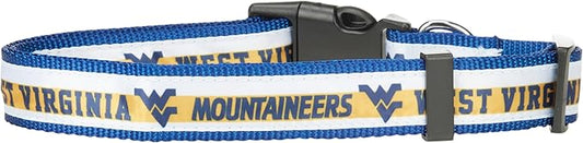 Pets First Collegiate PET Collar New Version West Virginia Mountaineers Dog Collar, Size Large. Best Sports Team Color for Dogs & Cats. A Shiny & Colorful Dog & Cat Collar Licensed by The NCAA