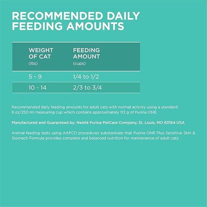 Purina ONE Sensitive Stomach, Sensitive Skin, Natural Dry Cat Food, +Plus Sensitive Skin and Stomach Formula - 3.5 Lb. Bag