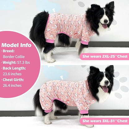KYEESE Dog Pajamas Velvet Dog Pajamas Large Sized Dogs Soft Dogs Clothes Pjs with Pink Unicorn Pattern Stretchy Pet Jammies Coat Comfy Pet Onesie Costume, 3X-Large