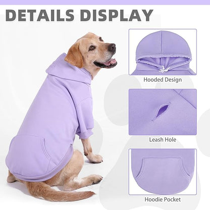 KOOLTAIL Dog Hoodie for Small Medium Dogs Cats, Soft&Warm Pet Sweater with Leash Hole and Pocket Boy Girl, Puppy Fall Winter Jacket Clothes, French Pitbull Cold Weather Coat Sweatshirt, Lavender XS