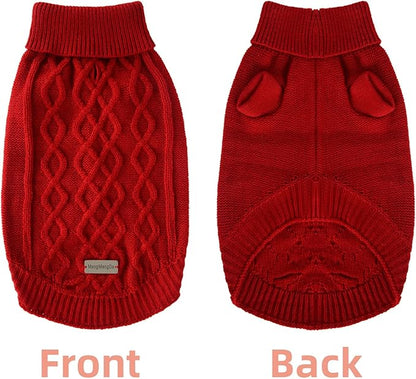 Small Dog Sweater, Soft Breathable Knit Pet Clothes for Spring Transition, Lightweight Puppy Outfit for Chihuahua, Yorkie, Pug; Stylish Red Doggy Apparel for Morning Walks (Red, M)