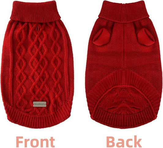 Small Dog Sweater, Soft Breathable Knit Pet Clothes for Spring Transition, Lightweight Puppy Outfit for Chihuahua, Yorkie, Pug; Stylish Red Doggy Apparel for Morning Walks (Red, M)