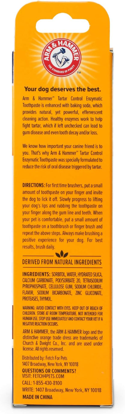 Arm & Hammer for Pets Tartar Control Enzymatic Toothpaste for Dogs Reduces Plaque & Tartar Buildup Safe for Puppies Beef Flavor, 2.5 Ounces Dog Toothpaste (Pack of 1)