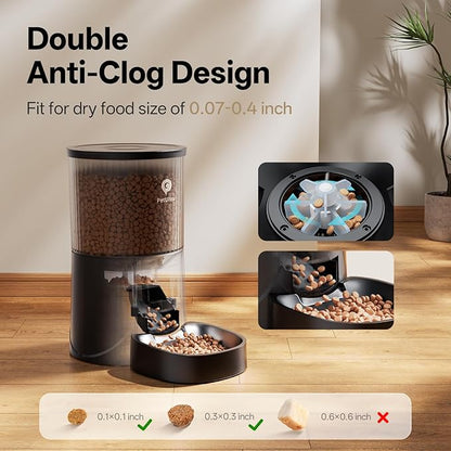 PETULTRA Automatic Cat Feeder WiFi- 5Ghz Cat Food Dispenser with APP Remote Control- Auto Pet Feeder for Small Dog Indoor- Easy to Set Up and Clean- Dual Power with Desiccant Bag& Stainless Steel