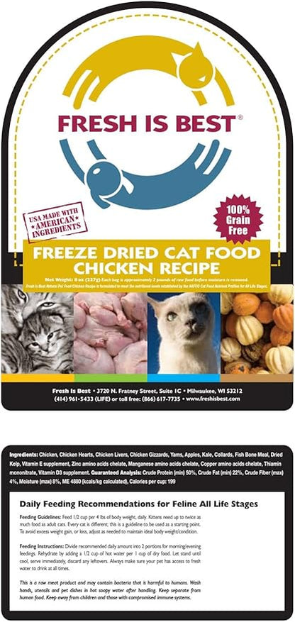 Fresh Is Best Chicken Freeze Dried Dog Food – Raw Dog Food Toppers for Puppies & Adult Canines – High-Protein Freeze Dried Chicken in Resealable Zipper Bag – Made in the USA – 8 oz
