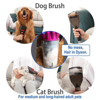 Dog Hair Vacuum Attachment for Dyson Cordless Upright Canister, Groom Tool Pet Shedding Brush for V6 V7 V8 V10 V11 V12 V15 DC40-DC65 UP13-UP30 Animal, Grooming Kit with Extension Hose Adapter