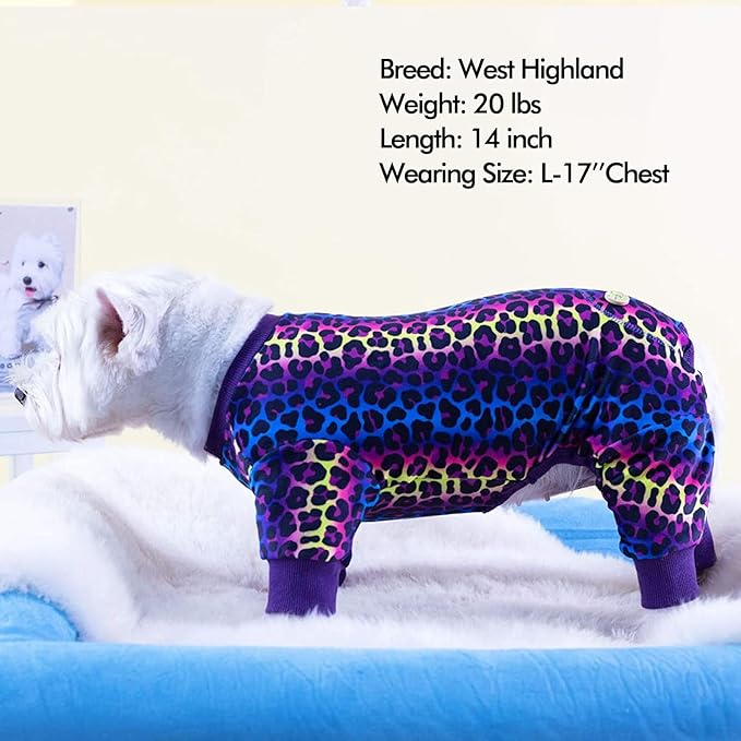 KYEESE Dog Pajamas Velvet Dog Pajamas Medium Sized Dogs Soft Dogs Clothes Pjs with Leopard Pattern Stretchy Pet Jammies Coat Comfy Pet Onesie Costume, 2X-Large