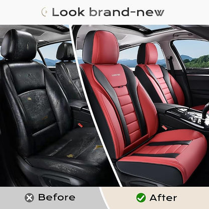 Coverado Car Seat Covers, Front Covers for Cars, Car Seat Cover Front Seats, Automotive Seat Cover, Waterproof, Leather Car Seat Cushion, Universal Interior Covers Seat Protectors for Most Cars