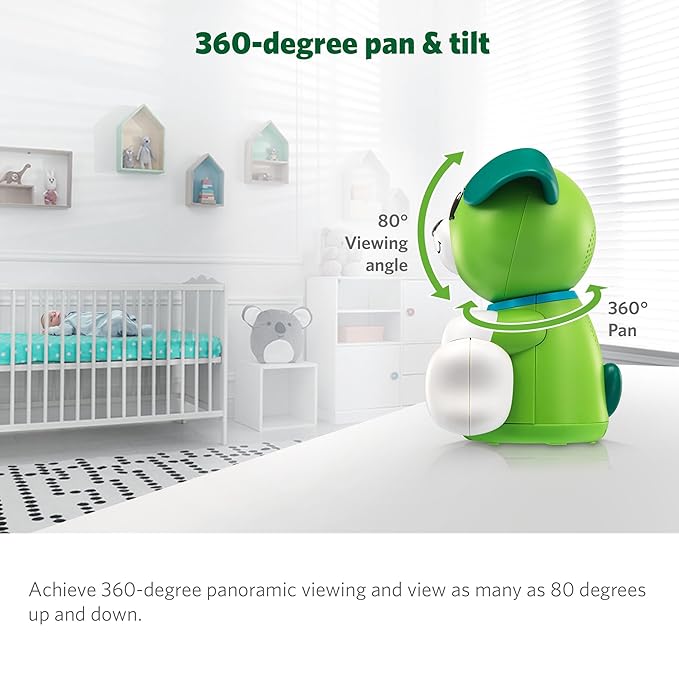 LeapFrog Scout LF2911 Baby Monitor Camera, WiFi Remote Access, 1080p HD 360 ° Pan & Tilt Smart Camera, 2-Way Audio Talk, Night Light, Night Vision, Soothing Sounds, Temp. & Humidity Sensor