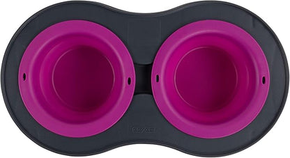 Dexas Pets Double Elevated Pet Feeder, Fuchsia, Small/1 Cup Capacity Bowls (PW1004322405) (Pack of 2)